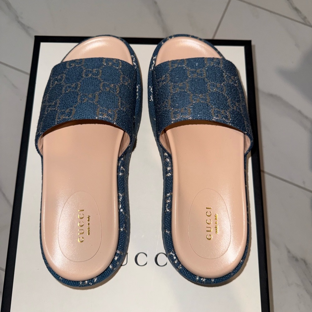 Gucci Denim Blue Women's Slide Sandals - Picture 4 of 7